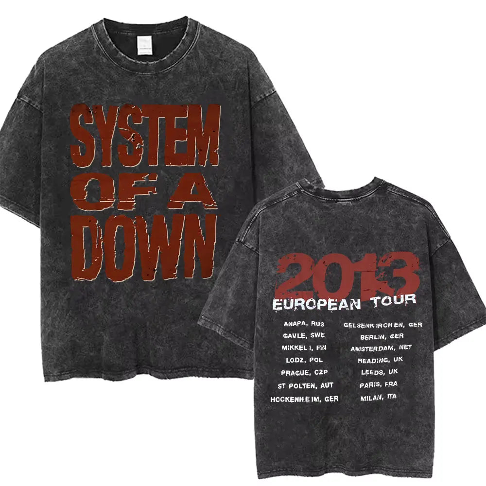 Washed Vintage System of A Down Toxicity Music Album Cover T-shirts Men Women Rock Oversized 90s Alternative Metal Merch T Shirt