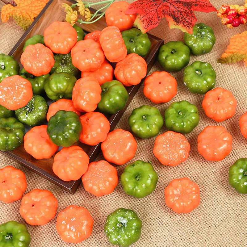 25/50pcs Mini Artificial Pumpkin Simulation Vegetable Halloween Decoration Home Halloween Party DIY Fake Pumpkin Decor Props 7z