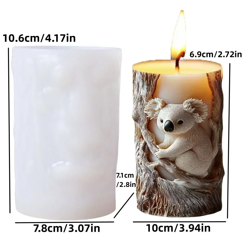 DIY elk relief cylindrical candle silicone mold sika deer flower relief resin mould Forest sika deer gypsum molds Christmas gift