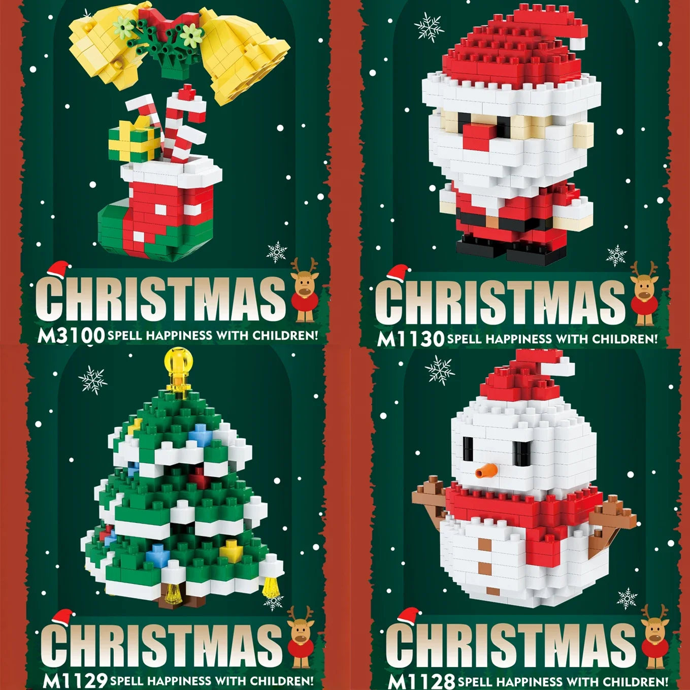 Children Mini Christmas Gift Micro Building Blocks Creative 3D Santa Claus Snowman Tree Decor Holiday Toy Set For Kids