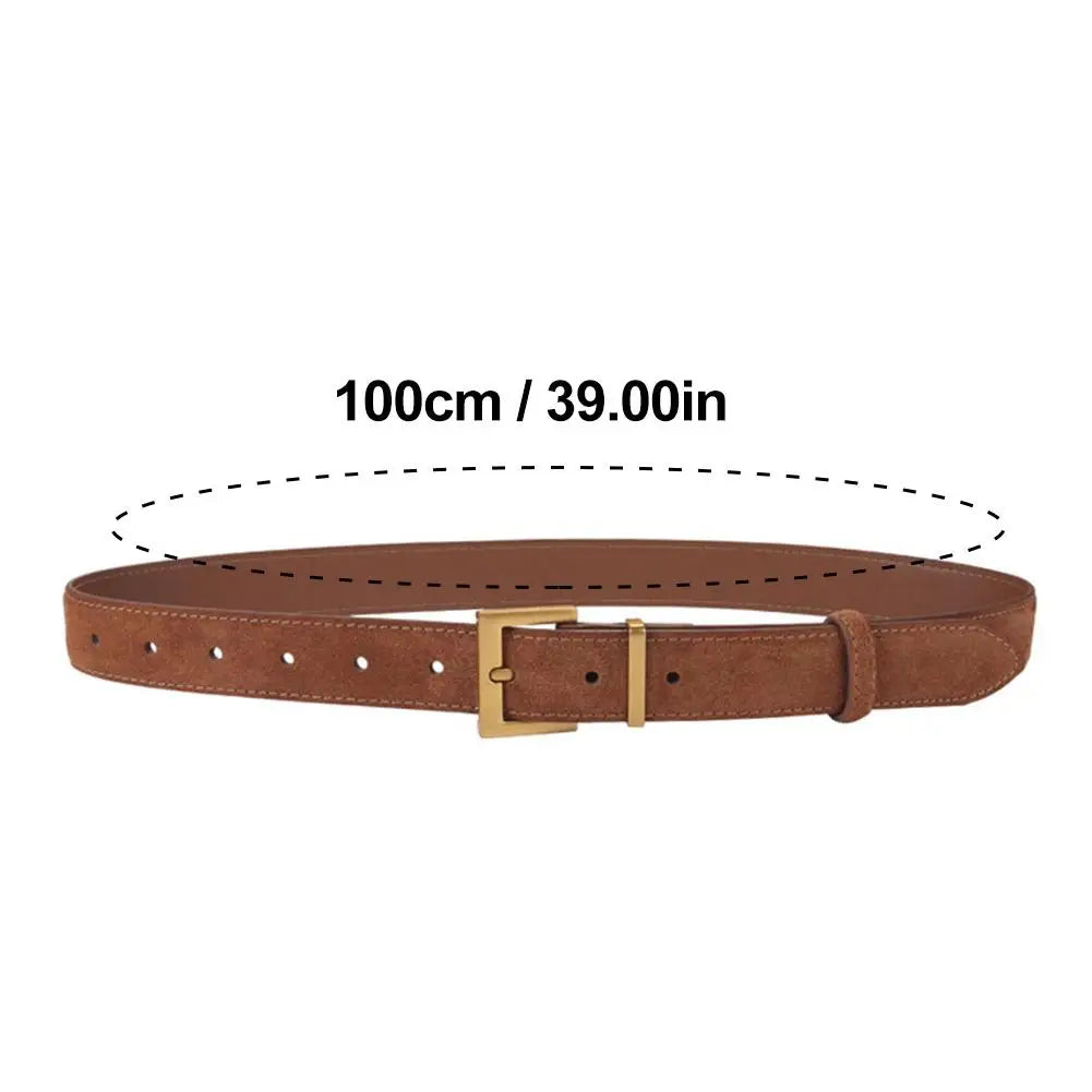 2025 Women Luxury Design Suede Leather Belt Casual Business Versatile Pin Buckle Waist Strap