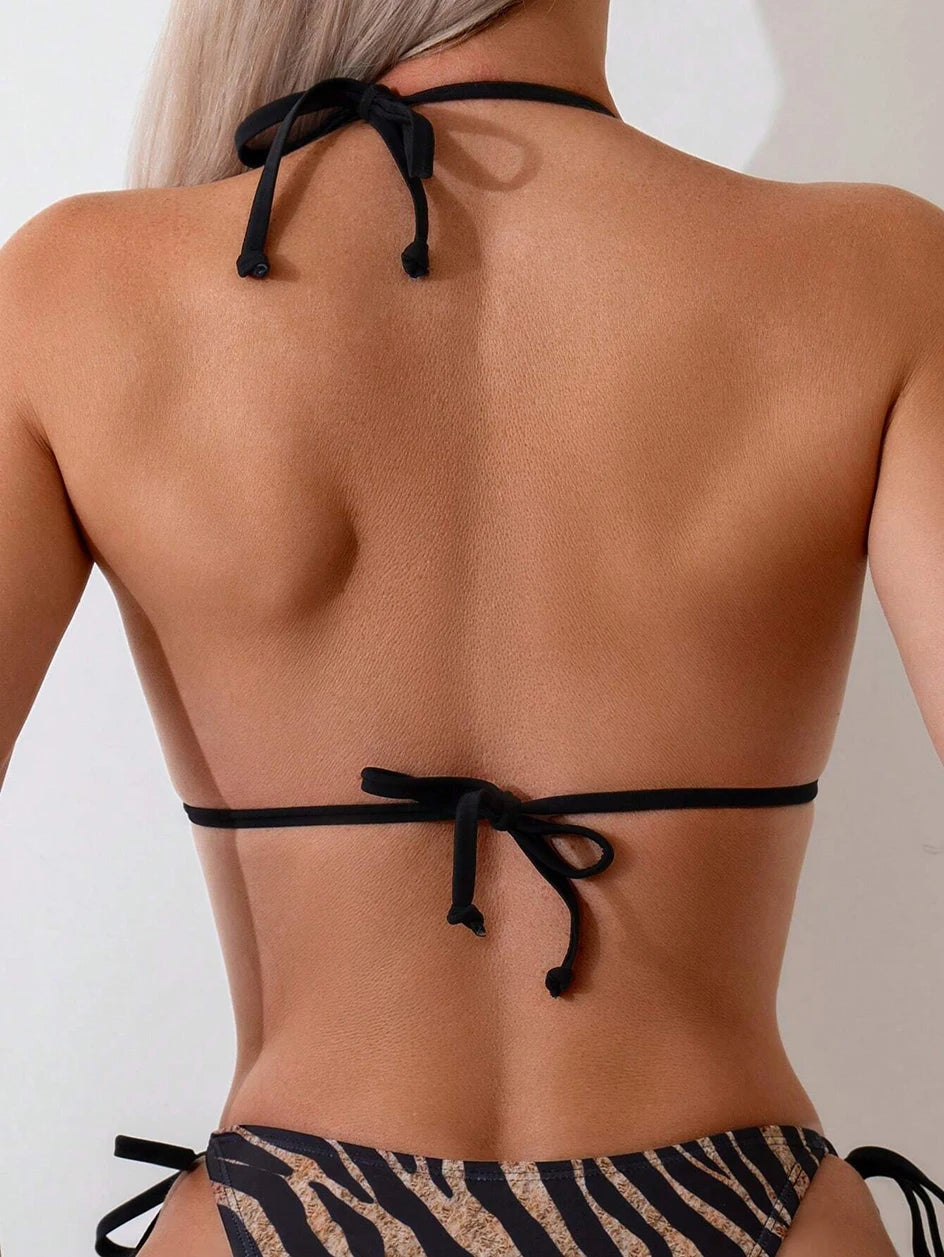 Sexy Striped Micro Bikini 2025 Trend Women Swimsuit Female Halter Swimwear Thong Bikinis Set Two-piece Beachwear Bathing Suit