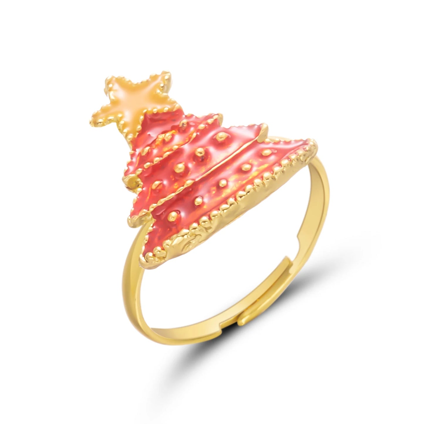 Christmas Tree Zircon Christmas Opening Ring For Women Dripping Oil Santa Cartoon Ring Elk Snowman Xmas Party Jewelry Friend