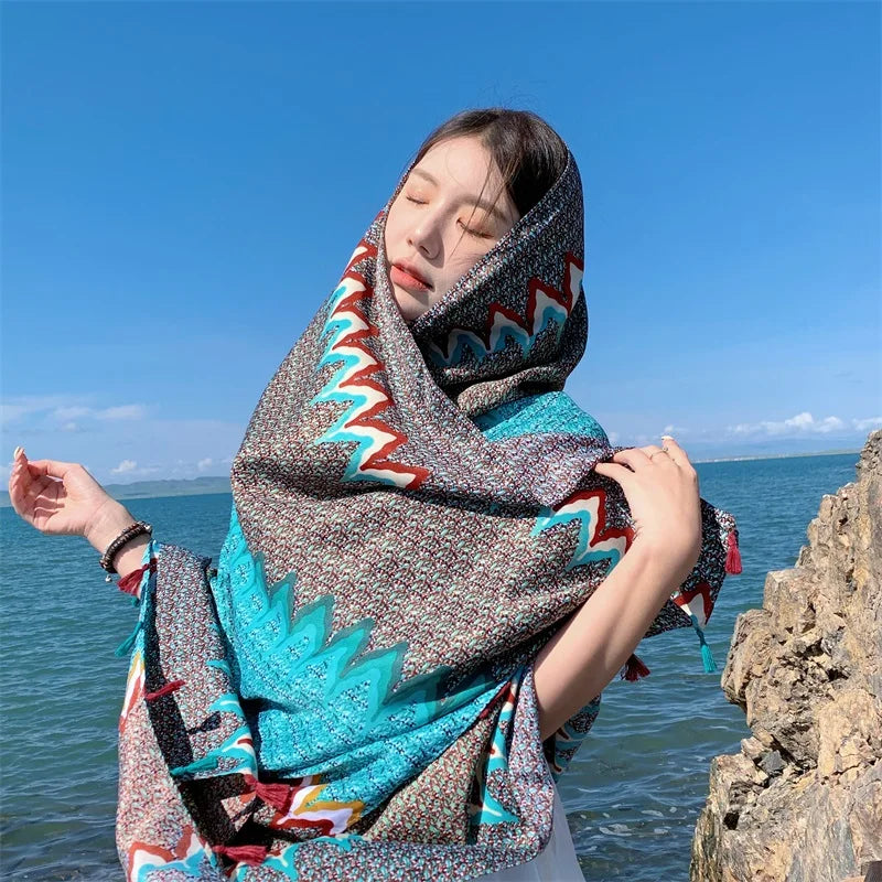 Travel Beach Sunscreen Scarves for Women Bikini Large Sarong Wrap Scarf Brazilian Swimsuit Bathing Cover-ups 17 Styles 90x180cm