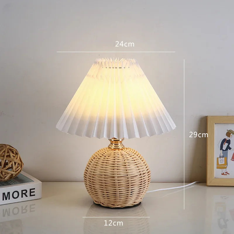 Nordic Ins Wind Internet Red Desk Lamp For Girls Warm Night Light High End Pleated Bedroom Bedhead Desk Lamp