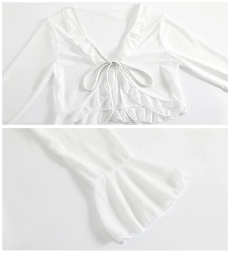 New Tenderness Sweet Cute Blue Halter Bikinis Swimsuit Aesthetics Fashions Slim Onsen Conservative Swimwear Bikinis Set