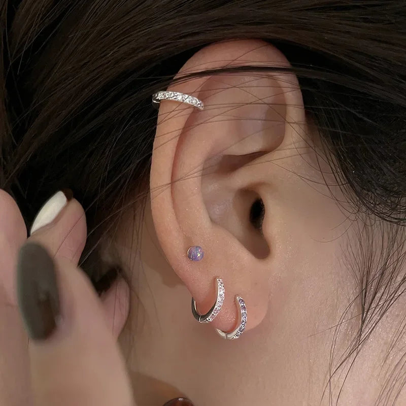 ASTM F136 Titanium PIERC Nose Ring Ear Tragus Hinged Segment Clicke Hoop CZ Paved Side Earring Large Size 8mm-14mm Body Piercing