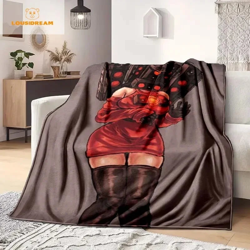 Skibidi Toilet Funny Flannel Blanket Flannel Warm Blanket Adults 3D Printed Coverlet Man Cave Sofa Camping Decor Christmas Gift