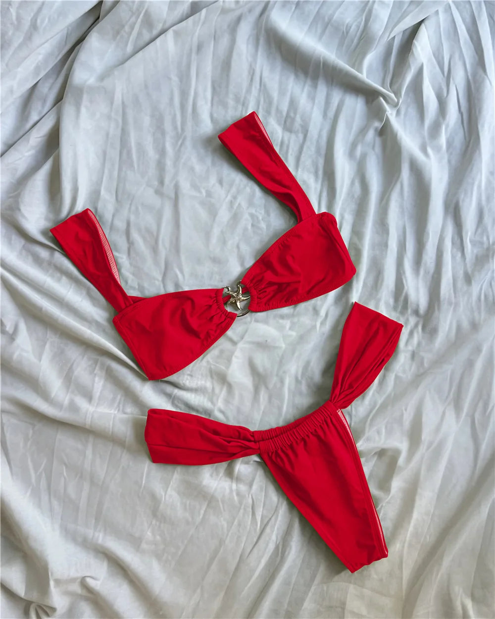 Push Up Bikinis Women Swimsuits 2025 Swimwear Sexy Starfish Bikini Set Thong Brazilian Biquini Bathing Suit Solid Beachwear