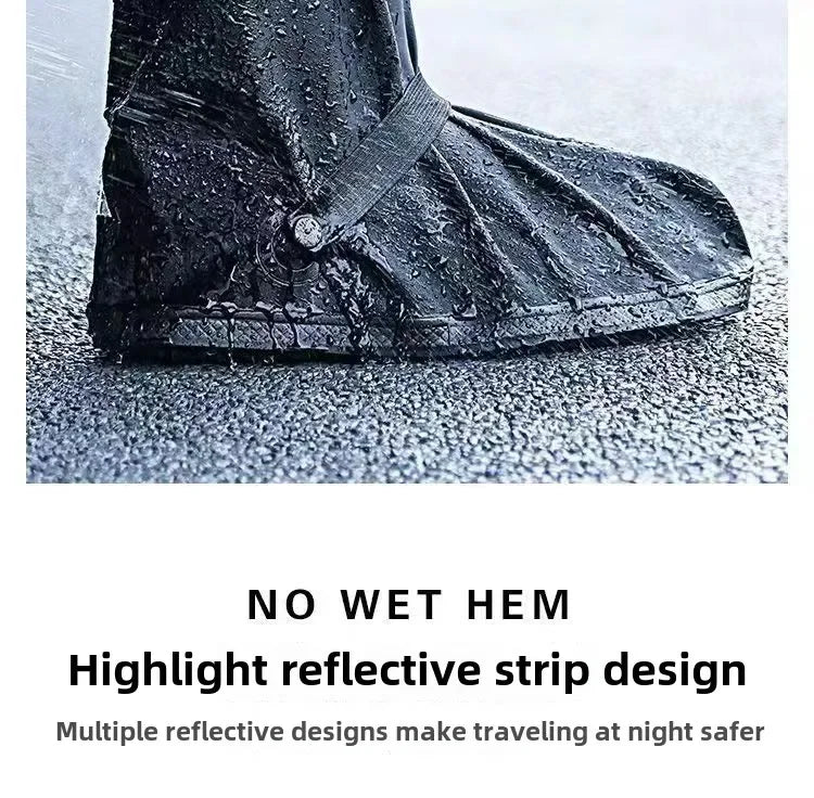 Rain Thickened Boot Shoe Cover Black Waterproof with Reflector High Top Non-slip Shoes Dust Covers Motorcycle Bike Rain Cover