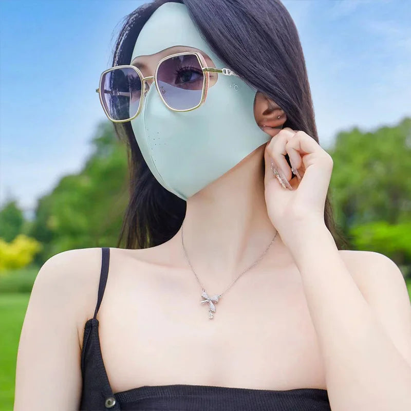 1/2Pcs Summer Full Face Mask Sun Protection Men Women Face Mask for Outdoor Travel Ice Sense Breathable Elastic Facekini