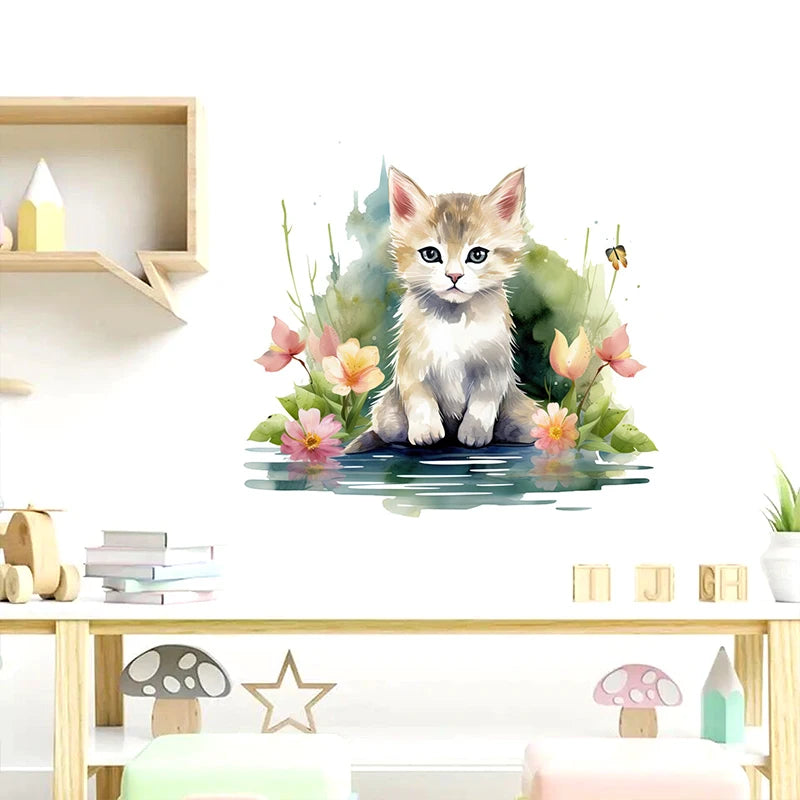 C204# Cute Puppy Wall Sticker For Kids Room Background Home Decoration Mural Living Room Wallpaper Funny Decal