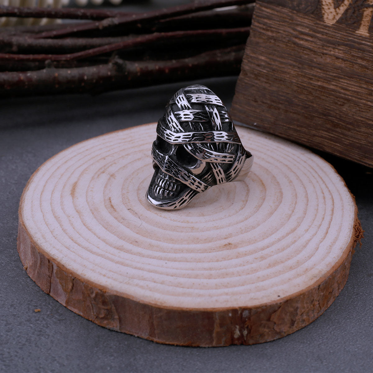 Vintage Egyptian Mummy Skull Ring for Men Stainless Steel Fashion Punk Accessories Hip Hop Biker Neo-Gothic Jewelry As A Gift