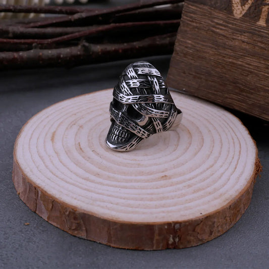 Vintage Egyptian Mummy Skull Ring for Men Stainless Steel Fashion Punk Accessories Hip Hop Biker Neo-Gothic Jewelry As A Gift