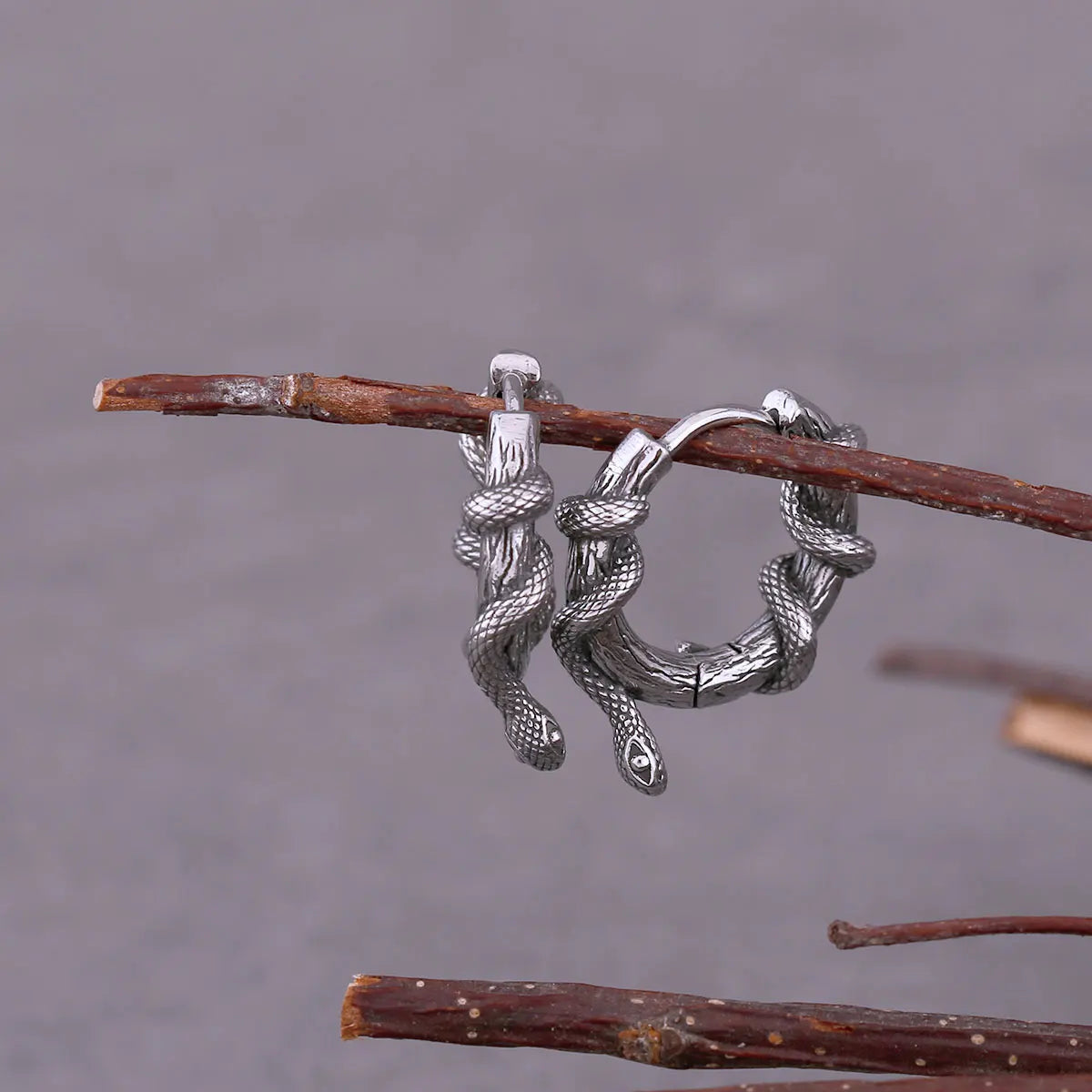 Original Design Winding Small Snake Earrings Viking High-quality Stainless Steel Earrings Accessories Jewelry for Men and Women