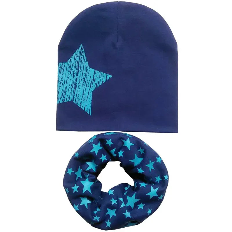 Star Print Cotton Baby Hat Autumn Winter Baby Girls Hat Boys Cap Toddlers Infant Cap Scarf Children Bonnet Hats