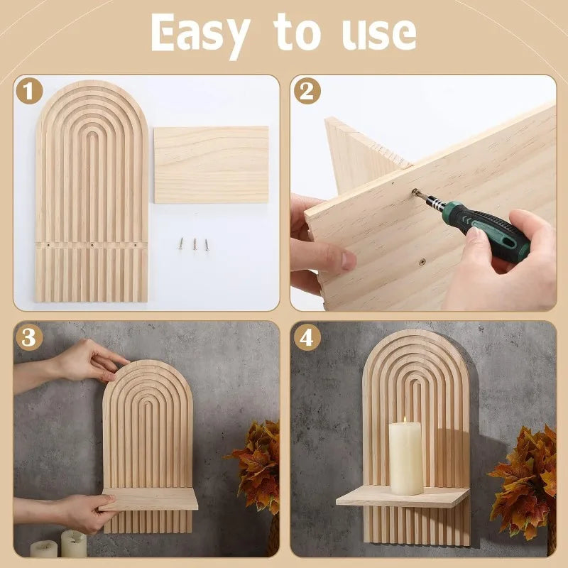 Bohemian Wall Mounted Decorative Shelves Candle Sconces Hanging Rack Plant Flower Vase Display Shelf Home Decoration