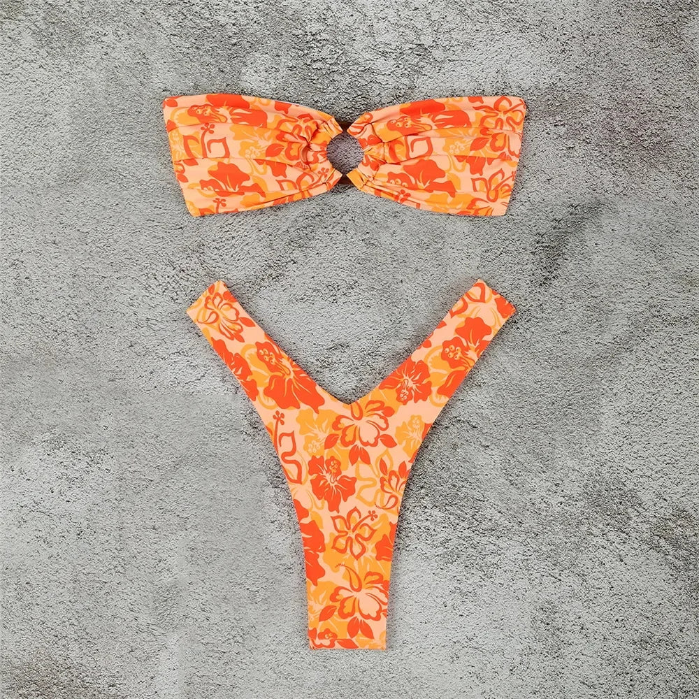 Micro Bikini Push Up Women Swimsuits 2024 Sexy Female Swimwear Brazilian Bikini Set Thong Biquini Swim Suits Print Beachwear