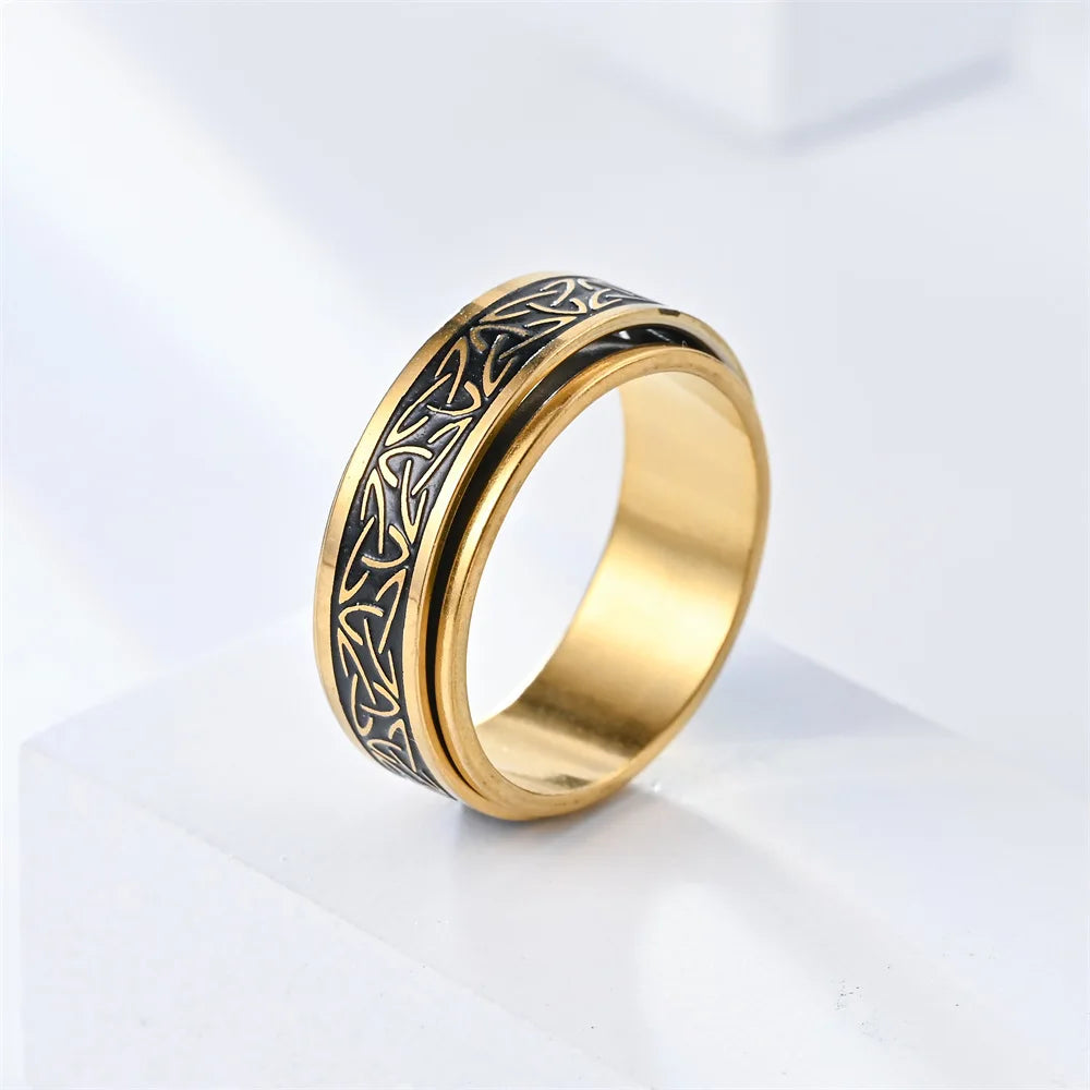 Viking Dragon Stainless Steel Anti Stress Rings Men Fidget Spinner Free Shipping Anti Anxiety Relaxing Rotating Ring Anillo