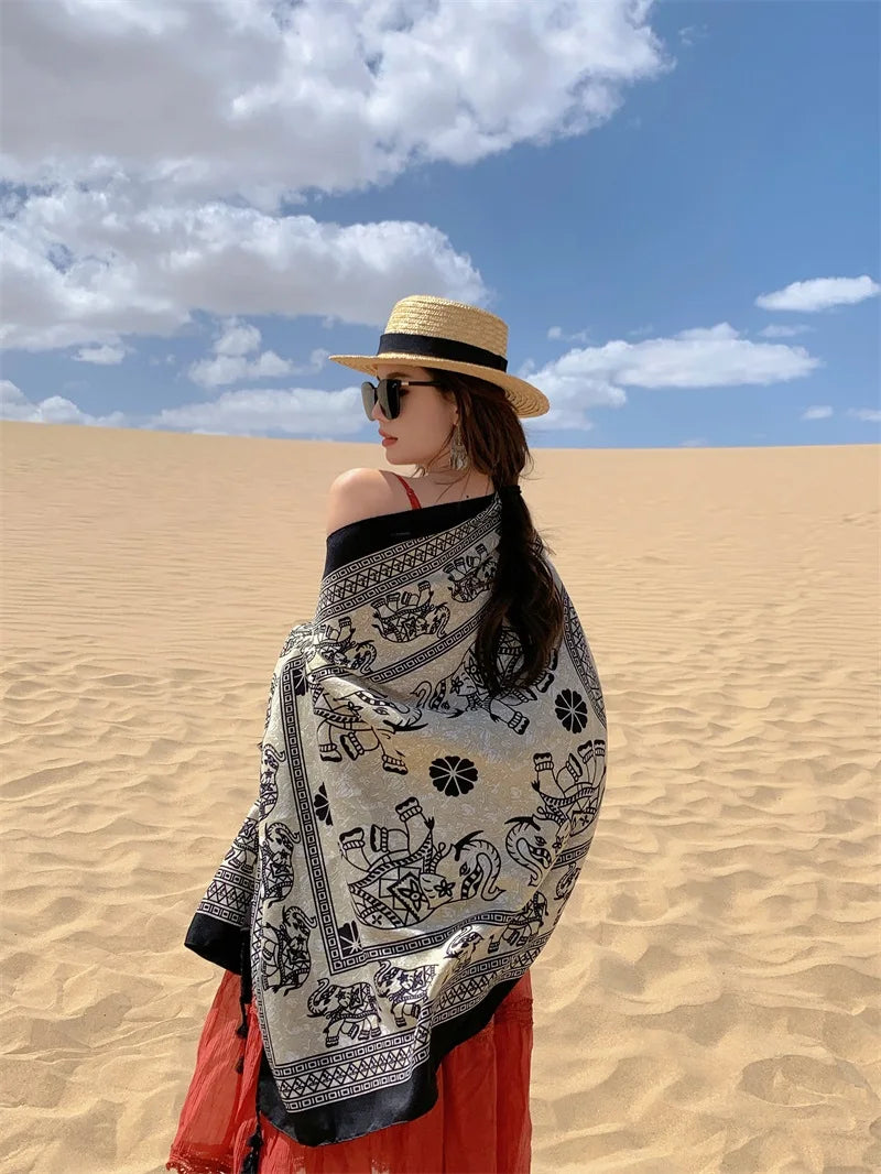 Travel Beach Sunscreen Scarves for Women Bikini Large Sarong Wrap Scarf Brazilian Swimsuit Bathing Cover-ups 17 Styles 90x180cm