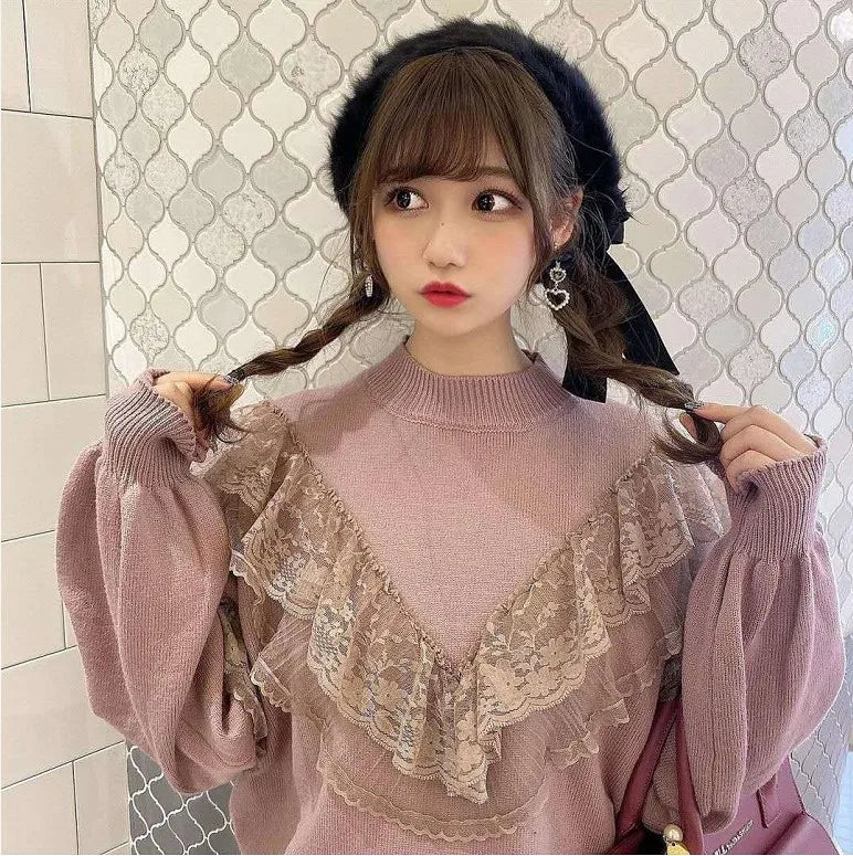 Japanese Style Lolita Sweet Bownot Rhinestone Pearl Heart Shaped Drop Earrings 925 Silver Pin Ear Clip Women Girls Earrings