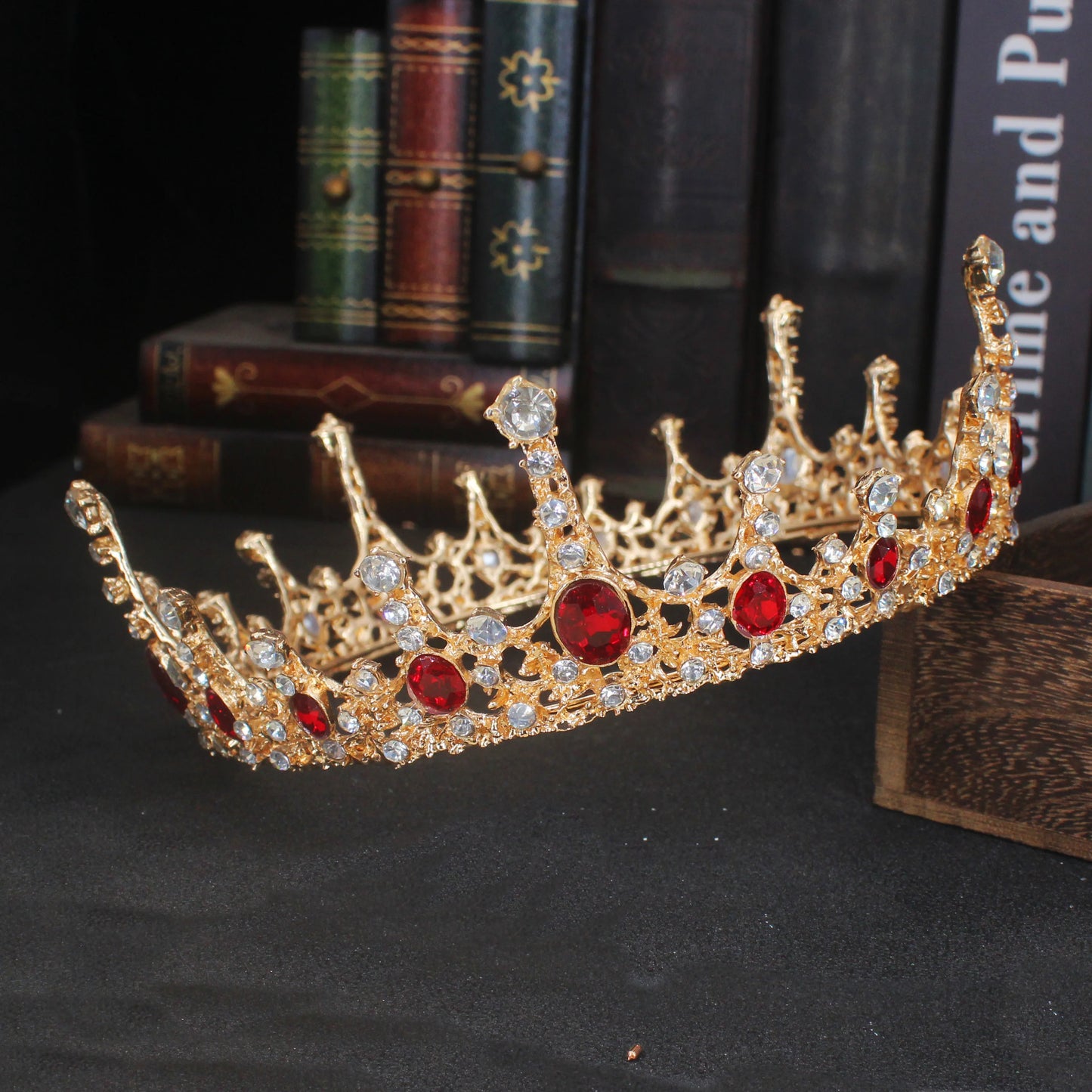Vintage Baroque Tiara Crown Bride Crystal Queen King Crown Wedding Hair Jewelry Accessories Women Men Pageant Prom Headpiece
