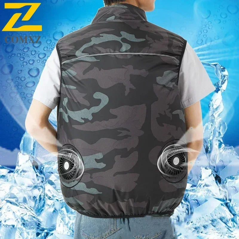 Ice Vest Men's Usb Refrigeration 9 Leaf Fan Jacket Air Conditioner Clothes High Temperature Work Hiking Cooling Fishing Vest New