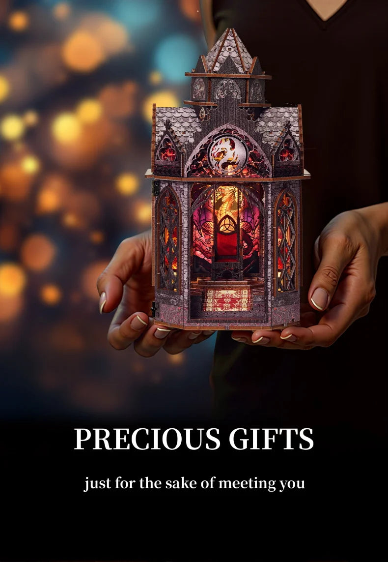 DIY Book Nook Kit Wooden Doll House 3D Puzzle Assembly Toy Home Bookend  Bookshelf Insert With Furniture Toys For Christmas Gift