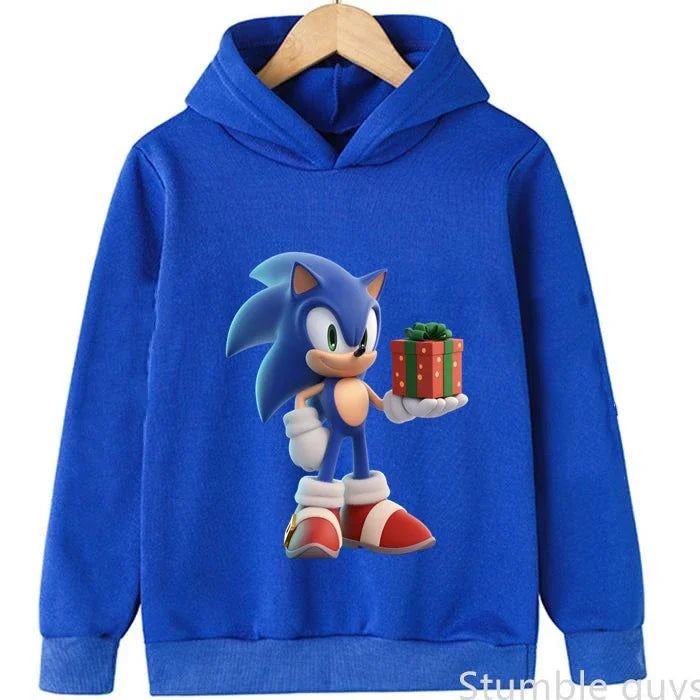 Anime Sonic Kids Hoodie Trucksuit Autumn Boys Girls Cartoon Clothes Christmas Gift Comfortable Warm Sweatshirt