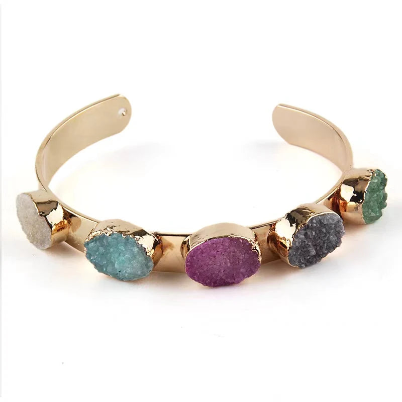 Fashion Beautiful Women Jewelry 5 Color Druzy Charm Bangle For Women Festival Gift
