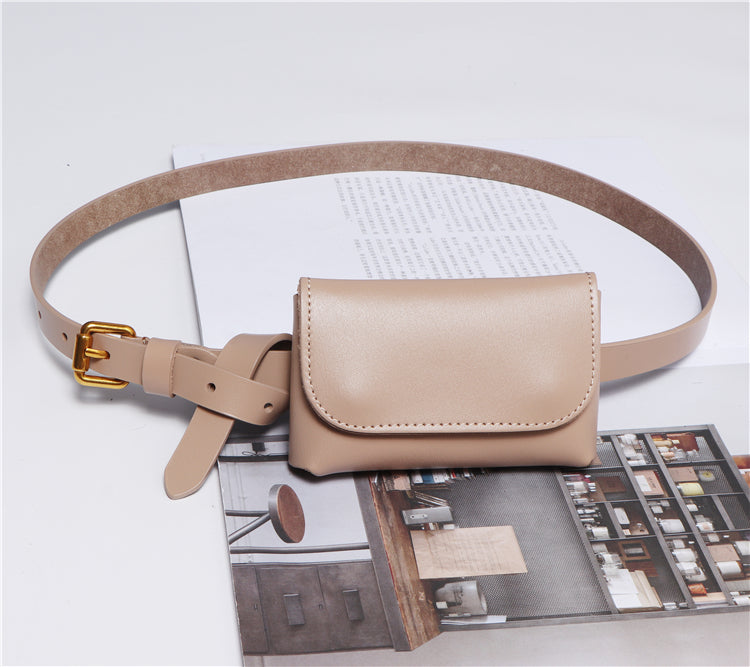 Genuine Leather Women's Thin Waistband Small Girdle Bag With Belt Korean Simple All-Match Decorative Dress Jeans Waist Belt