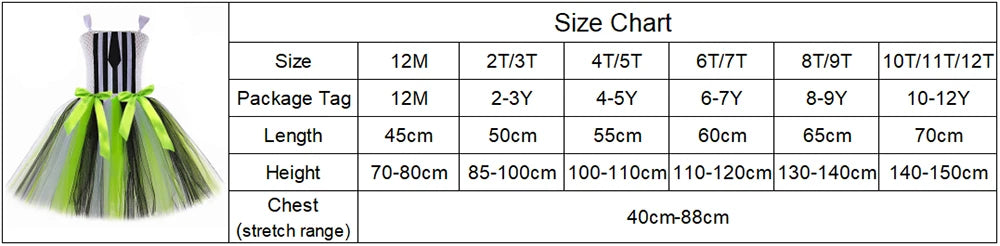 Kids Beetle Juice Costume Girls Black White Striped Tulle Tutu Dress Girls Halloween Carnival Party Princess Dress Up Clothes