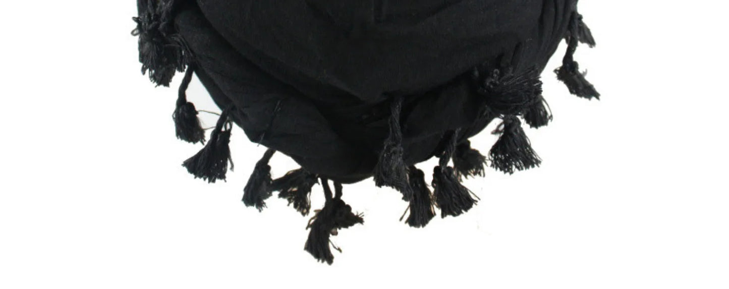 Men Hat Punk Burr Trim Twisted Tail Fringe Cotton Bandana Hat Hop Turban Hats Head Wrap Beanie Cap Solid Color Docker Hat 2024