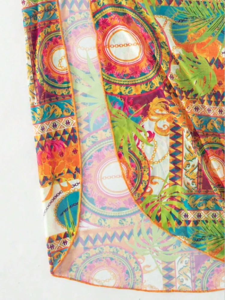 Cikini-One Shoulder Mesh Beach Skirt for Women, Sexy Bikinis Set, Summer Swimsuit, Bathing Suit, Three Piece