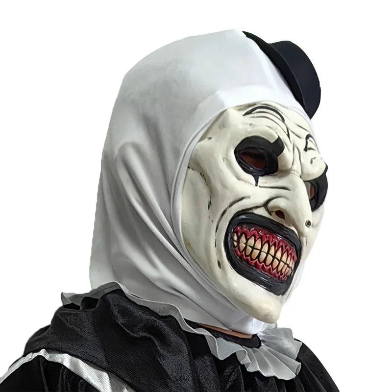 Horror Terrifier Clown Mask Cosplay Clown Funny Latex Soft Demon Evil Joker Halloween Party Costume Masks Adult One Size