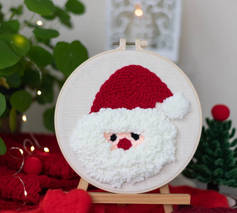 GATYZTORY DIY Punch Needle Embroidery Kit Santa Claus Snowman Frame Punch Set for Beginners Easy Handicraft DIY Christmas Gift