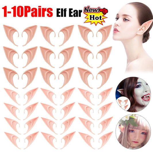 10-1Pair Halloween Angel Elf Ears Fairy Cosplay Latex Ears Halloween Decoration Monster Ears Vampire Cosplay Costume Accessories