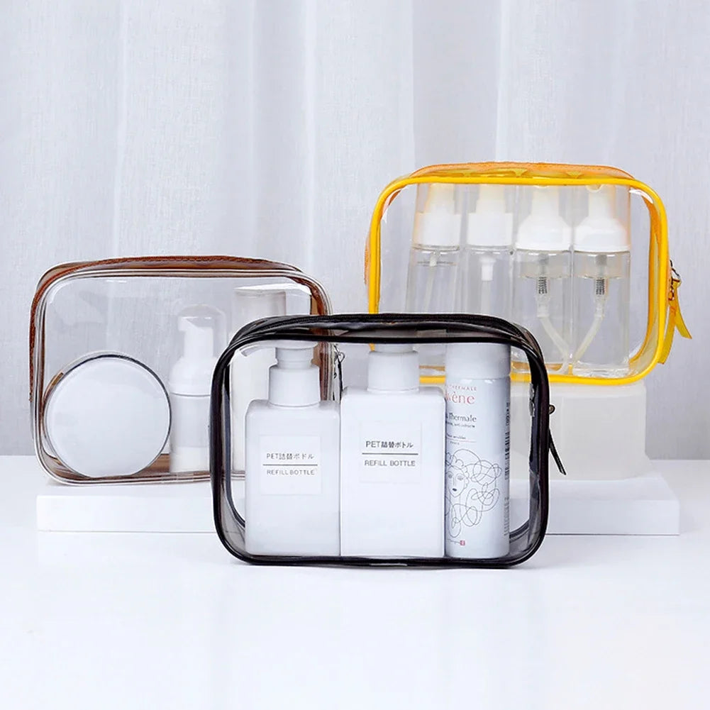 Travel Storage Bag Cosmetic Bags PVC Waterproof Transparent Cases Large Capacity Plastic Zipper Wash Bag Portable Make Up Pounch