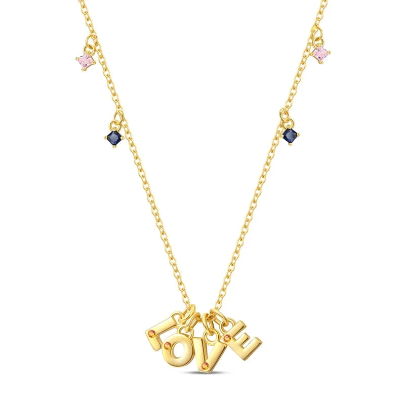 Hot Sale Original 925 Sterling Silver Colorful Bow Tie Necklace Red Heart Pendant Round Necklace Classic DIY Fine Christmas Gift