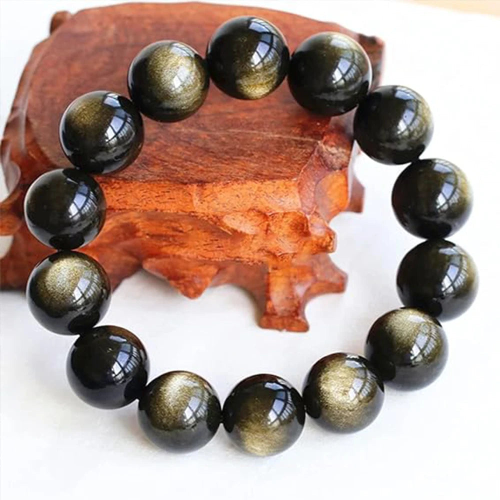 Couple Beaded Bracelet Natural Double Rainbow Obsidian Bead Bangle for Women Reiki Healing Loves Jewelry Valentine's Day Gift