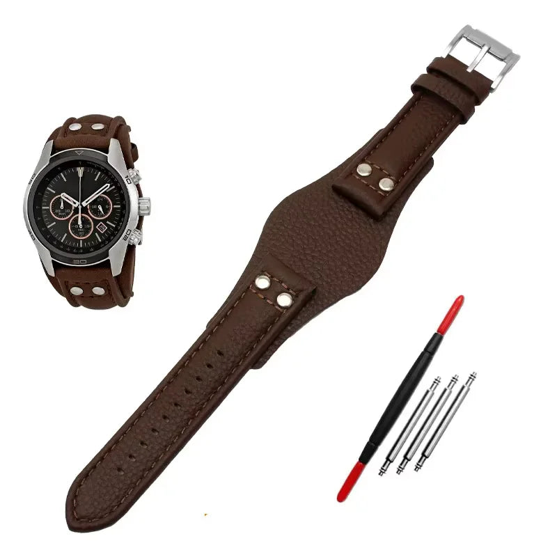 Genuine Leather Watchband 22mm strap With mat for fossil CH2891 CH3051 CH2564 CH2565 watch band handmade mens leather bracelet