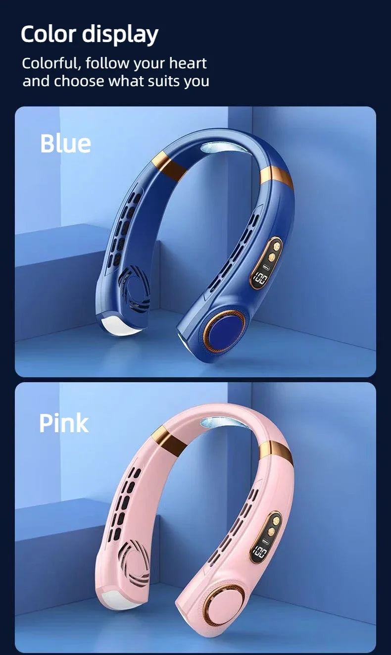 Portable Neck Fan Personal 4000mah Bladeless Cooling Neck Fan Blow Cold Air Neck Cooler Wearable Fan Around Your Neck Adjustable