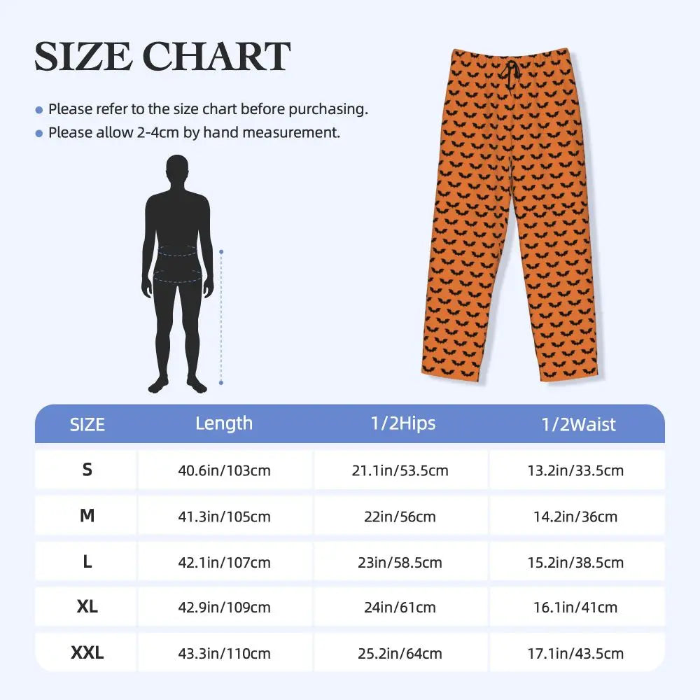 Custom Cute Spooky Halloween Bats Black And Purple Pajama Pants for Men Lounge Sleep Drawstring Sleepwear Bottoms with Pockets