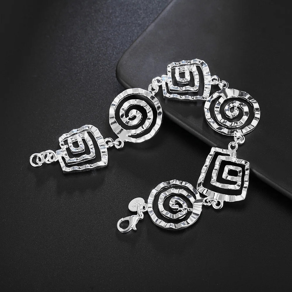 Factory direct fashion 925 Sterling Silver Bracelet for woman Retro round pattern chain trend jewelry Wedding party lady gift