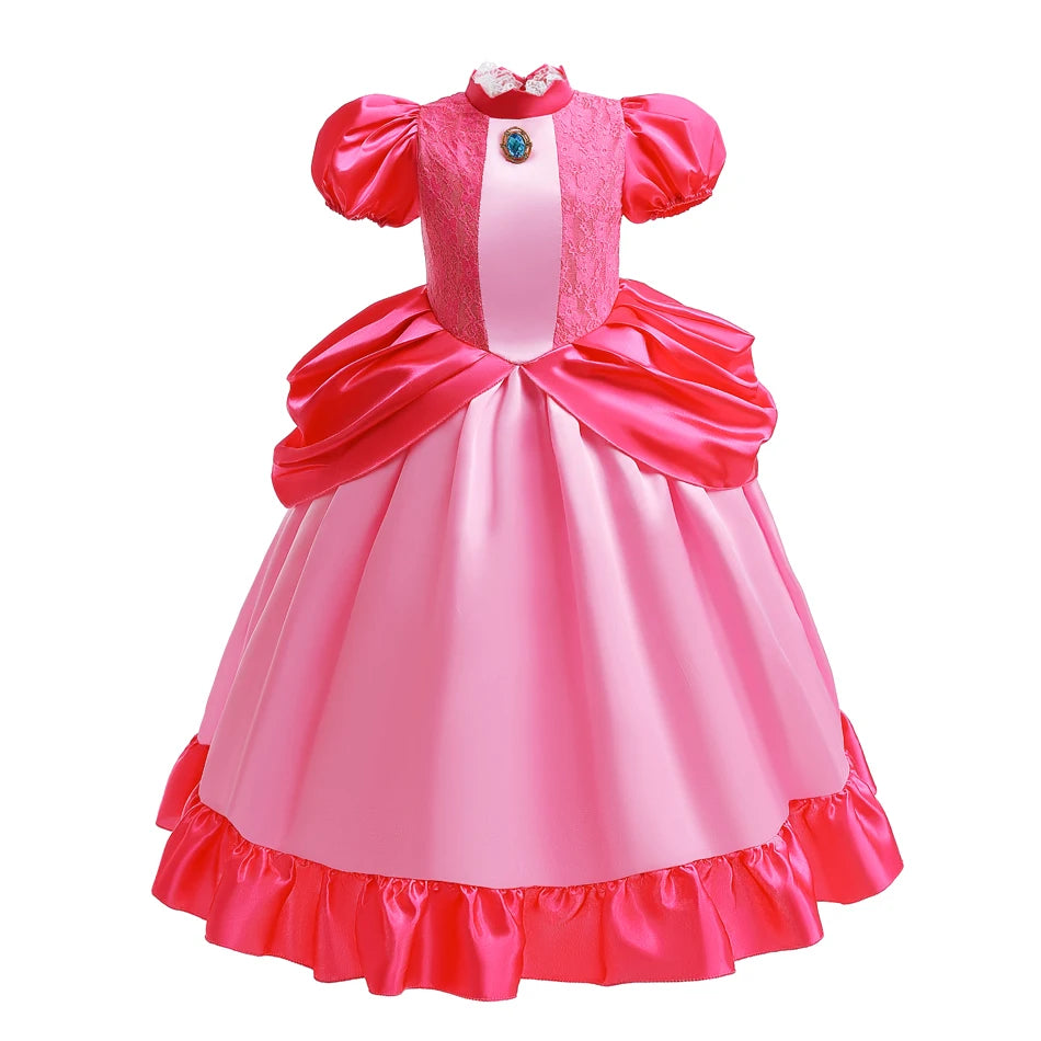 Peach Dress For Girls Cosplay Dress Up Princess Costume Halloween Game Role Play 4 6 8 10 Yrs Kid