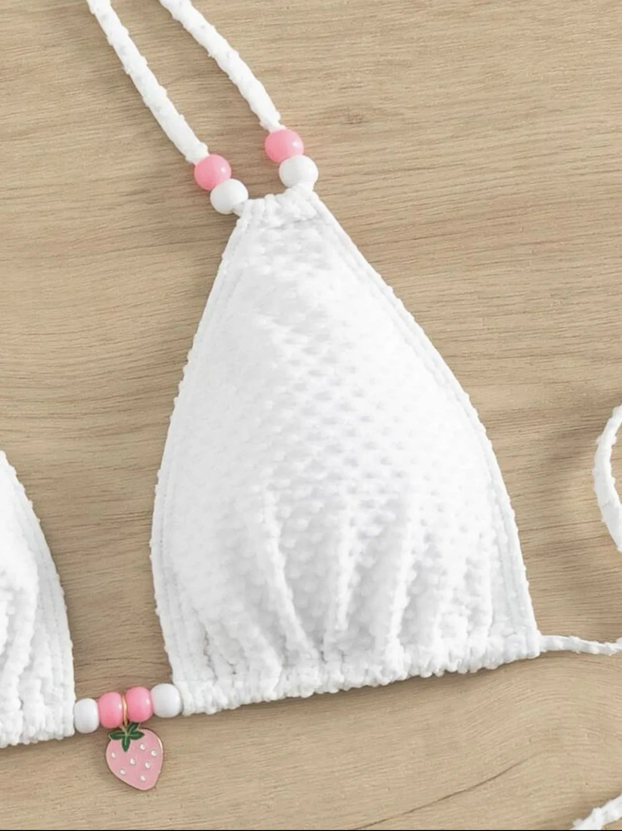 Sexy Pink Bikini 2024 Swimsuit Women White Pearl Strap Push Up Micro Swimwear Brazilian Bathing Suit Tie Side Thong Bikinis Sets