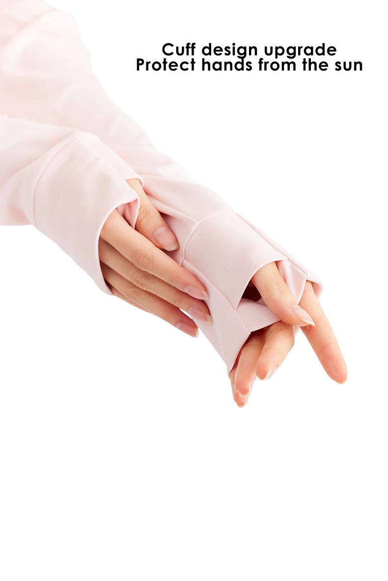 OhSunny Women Clothing Anti-UV Coats Hooded Sun Protection with Strip Loose Breathable Long Sleeve Sport Cycling Clothes