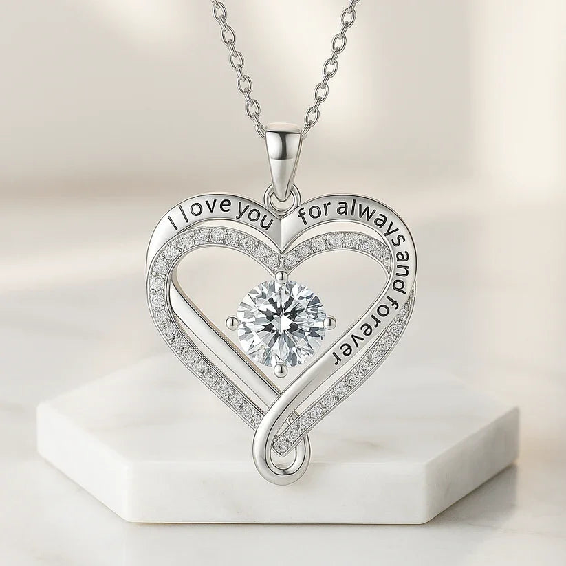 Christmas Gift To My Love Eternal Heart Double layered Heart Shaped Necklace With Gift Box Gilrfriend Wife Valentine's Day Gifts
