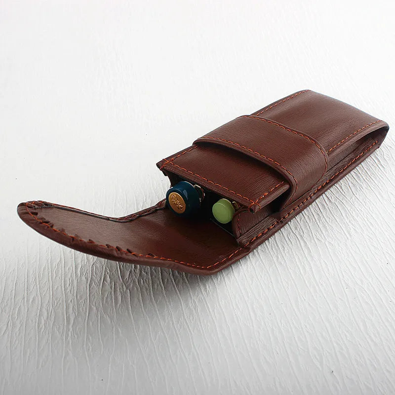 Vintage PU Leather Pencil Bag Fountain Pen Stationery Holder Protective Cover Office School Supplies Retro Pen Torage Case