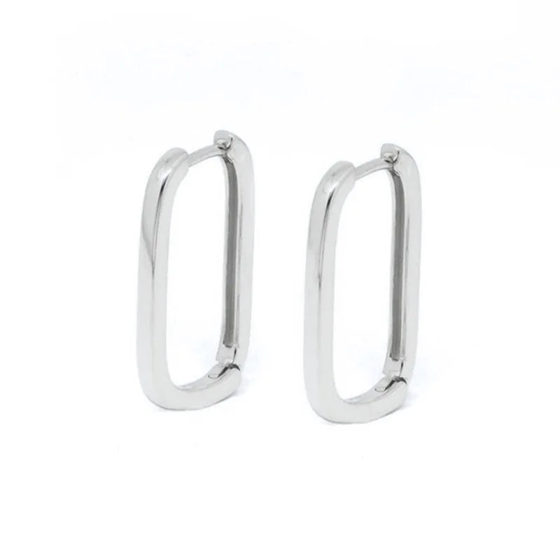 New Design Stainless Steel Cubic Zirconia Chain Hoop Earring For Women Square Water Drop Punk Cartilage Earring Piercing Jewelry